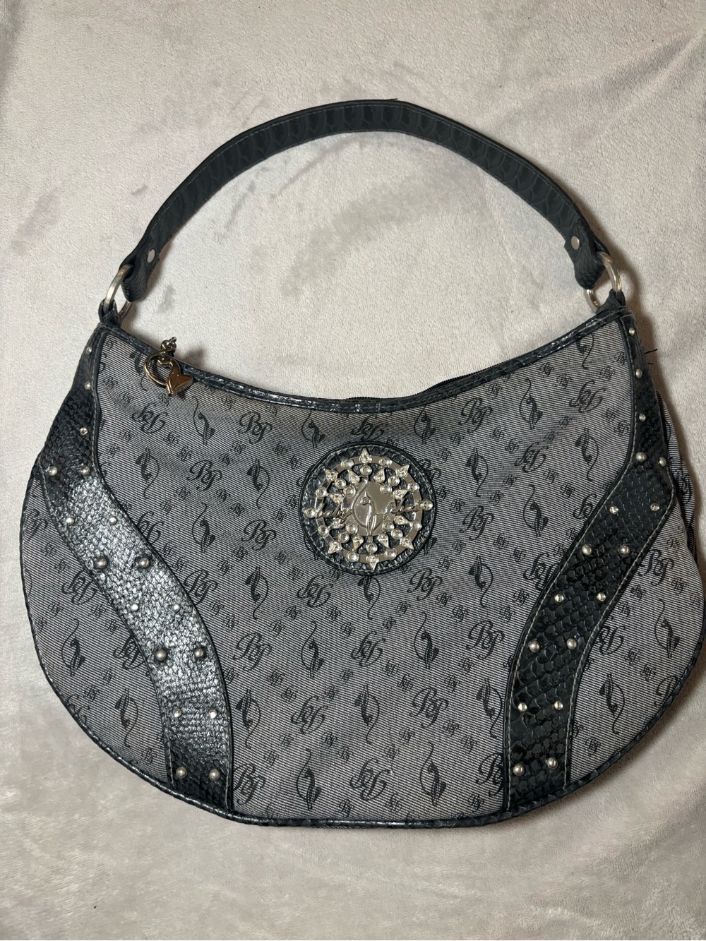 Baby Phat Y2K Mcbling Gray and Silver Shoulder Bag